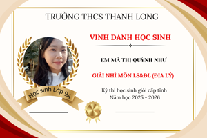 Thành tích Của học sinh trường THCS Thanh Long trong kỳ thi học sinh giỏi cấp tỉnh  Năm học 2025-2026